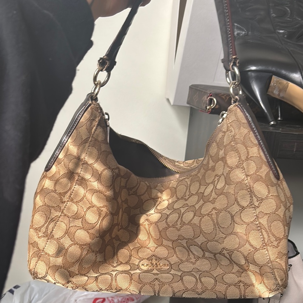 Coach Beige Signature Shoulder Bag